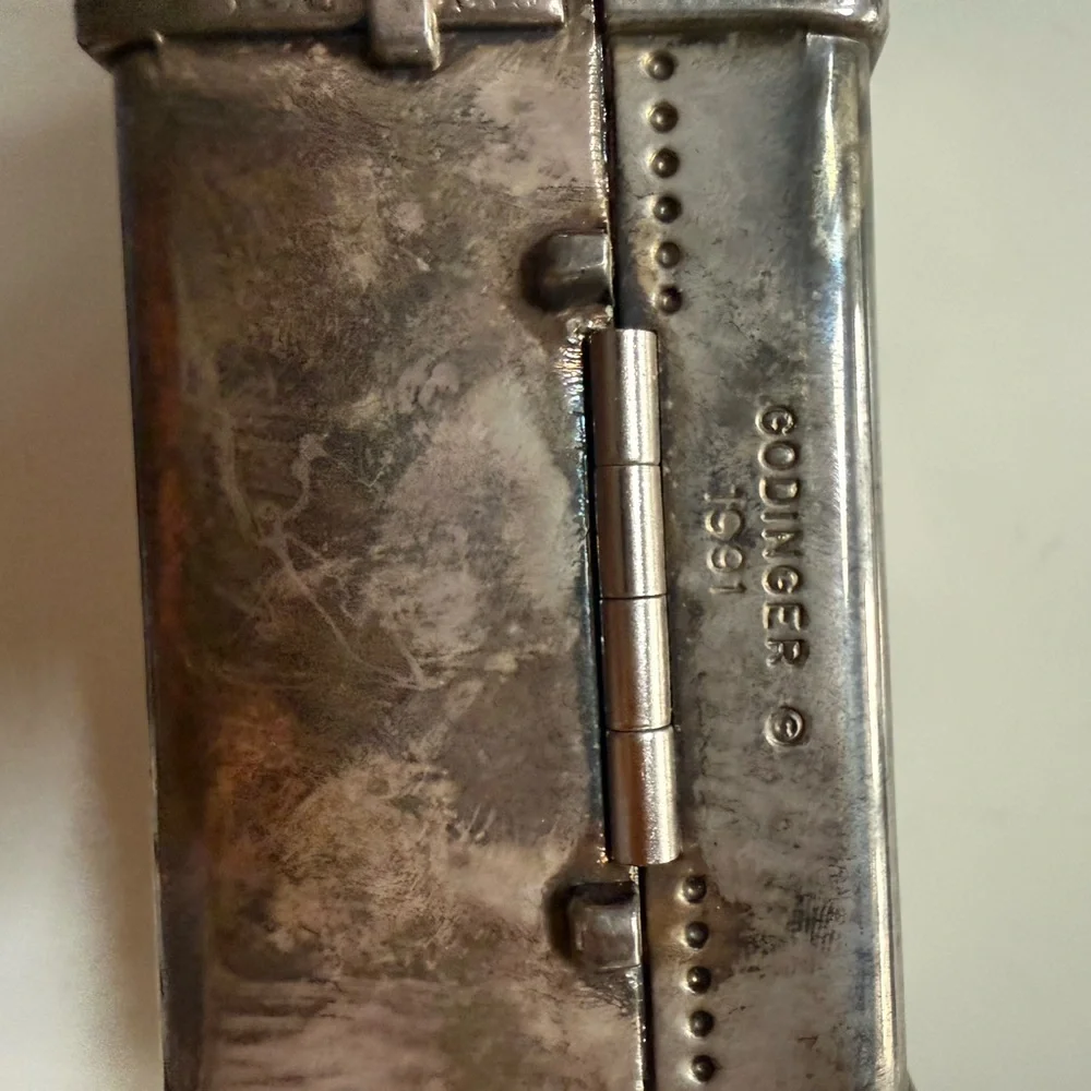 GODINGER 1991 silver plated Metal Suitcase Style Keepsake trinket box